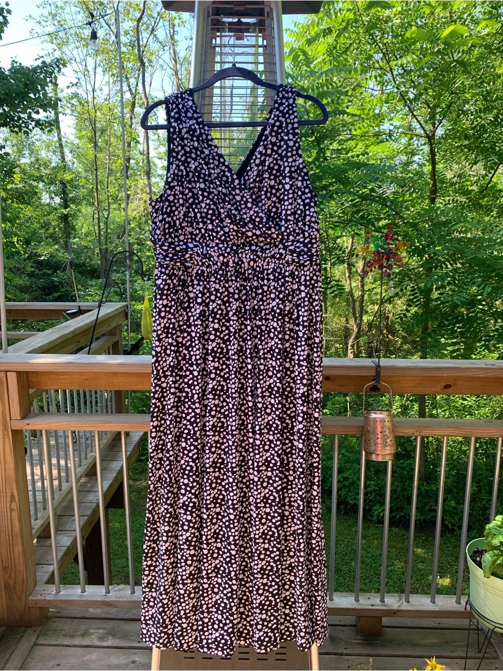 Christopher & Banks Black and White Dot Dress with Label Detail
